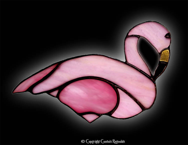 stained glass pink Flamingo suncatcher